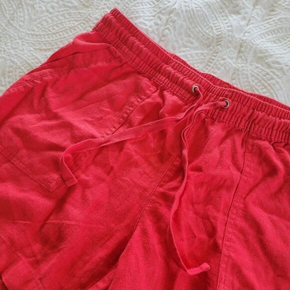 Nautica Linen Blend Red Women's Shorts Adjustable Drawstring Elastic Waist M - Picture 5 of 7